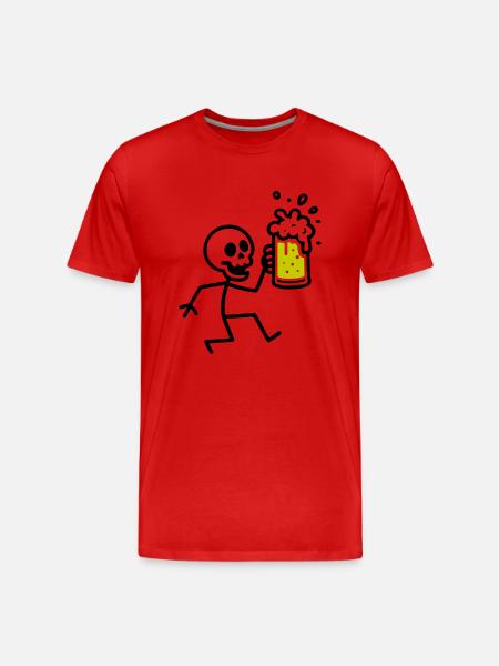 Skeleton Beer Drinking - Men's Premium Organic T-Shirt - red