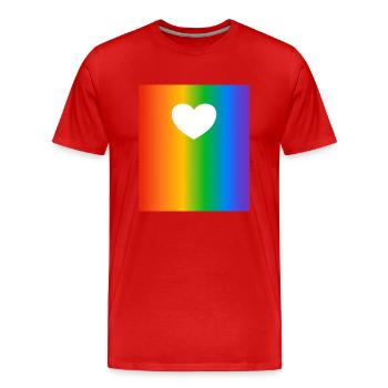 Arc-en-ciel, Dégradés, Couleurs, Coeur - T-shirt bio Premium Homme - rouge - Devant - Damien (186cm)