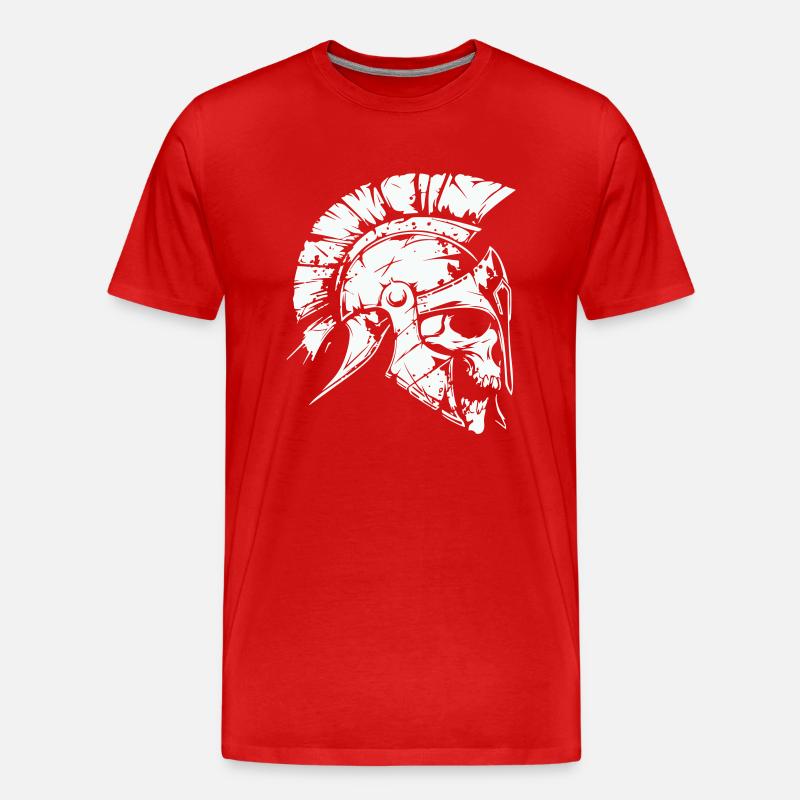 sparta skull 01 - Männer Premium Bio T-Shirt - Rot