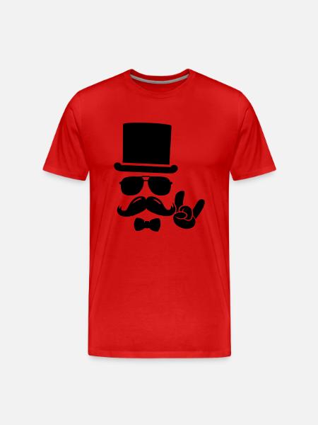 Moustache Groom boss retro hipster - Men's Premium Organic T-Shirt - red