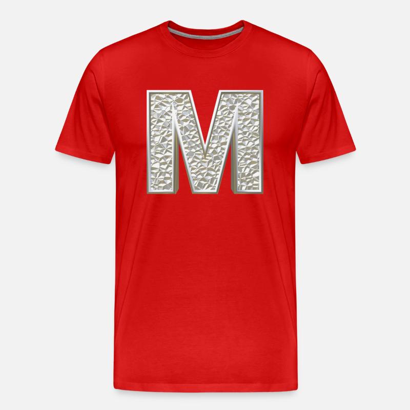 M, letter, letter M, initial, initial M, monogram, - Männer Premium Bio T-Shirt - Rot