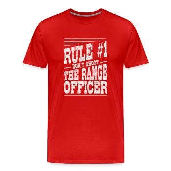 Rule 1 Range Officer IPSC - Männer Premium Bio T-Shirt - Rot - Vorne - Damien (186cm)
