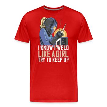 Welder Mama for welders and - Men's Premium Organic T-Shirt - red - Front - Damien (186cm)