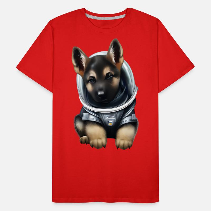 German Shepherd Astronaut Men's Premium Organic T-Shirt