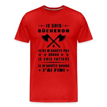 Je suis bûcheron - T-shirt bio Premium Homme - rouge - Devant - Damien (186cm)