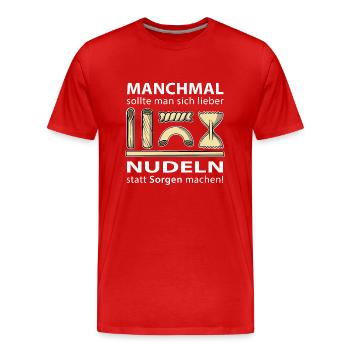 Nudeln statt Sorgen machen - Männer Premium Bio T-Shirt - Rot - Vorne - Damien (186cm)