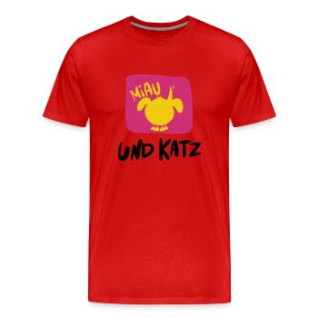 Pärchen Katze - Männer Premium Bio T-Shirt - Rot - Vorne - Damien (186cm)