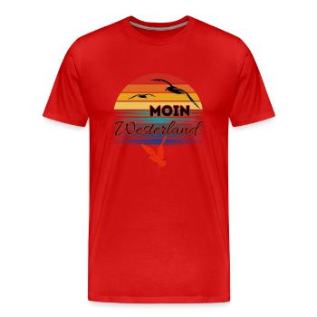 Moin Westerland with Seagull in Retro Style Westerland - Men's Premium Organic T-Shirt - red - Front - Damien (186cm)