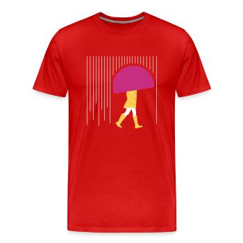 Mensch im Regen - Minimal - Männer Premium Bio T-Shirt - Rot - Vorne - Damien (186cm)