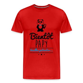 Bientôt papy, cadeau grand-père, papi - T-shirt bio Premium Homme - rouge - Devant - Damien (186cm)