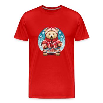 Russische Tradition Weihnachten - Männer Premium Bio T-Shirt - Rot - Vorne - Damien (186cm)