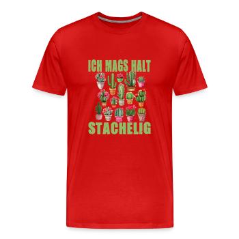 Ich mags halt stachelig - Männer Premium Bio T-Shirt - Rot - Vorne - Damien (186cm)