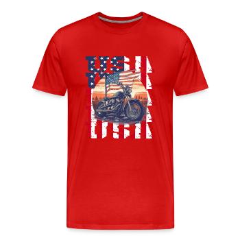 Vintage American Flag Motorrad Patriotisch - Männer Premium Bio T-Shirt - Rot - Vorne - Damien (186cm)