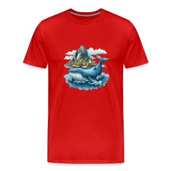 Küstendorf und Riesenwal Skandinavien - Männer Premium Bio T-Shirt - Rot - Vorne - Damien (186cm)