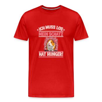 Ich muss los mein Schatz hat hunger - Männer Premium Bio T-Shirt - Rot - Vorne - Damien (186cm)