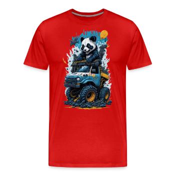 Panda - Männer Premium Bio T-Shirt - Rot - Vorne - Damien (186cm)