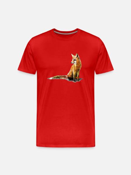 Fuchs Doppelbelichtung - Männer Premium Bio T-Shirt - Rot