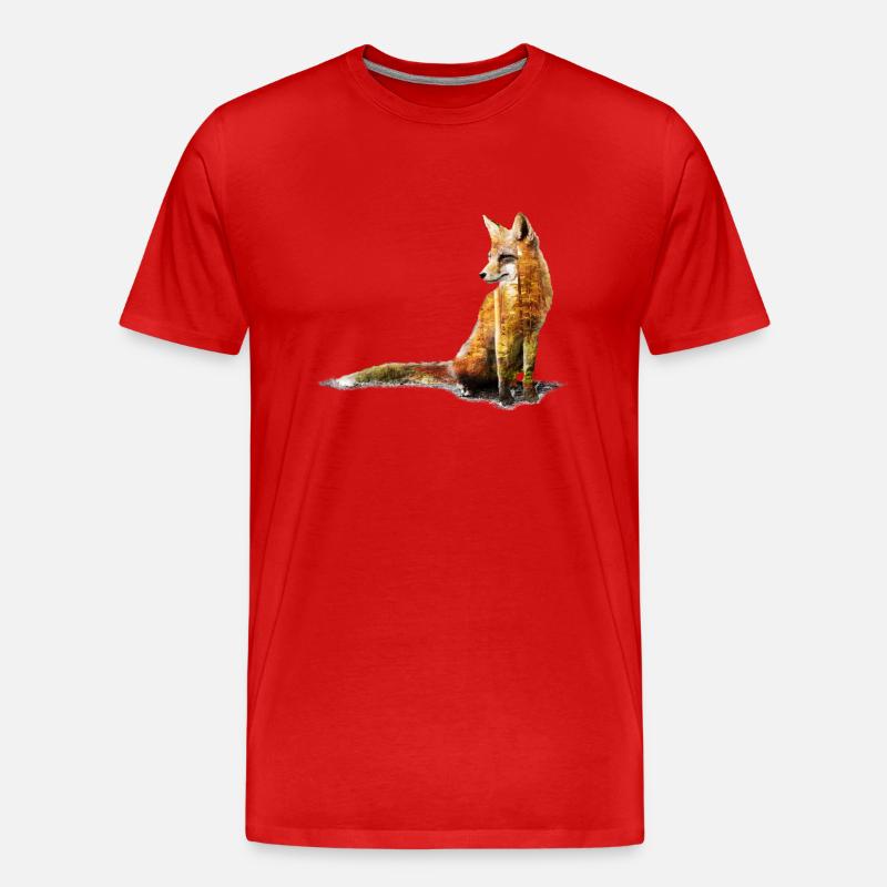 Fuchs Doppelbelichtung - Männer Premium Bio T-Shirt - Rot