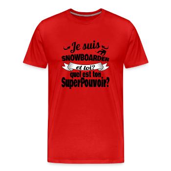 je suis snowboarder - T-shirt bio Premium Homme - rouge - Devant - Damien (186cm)