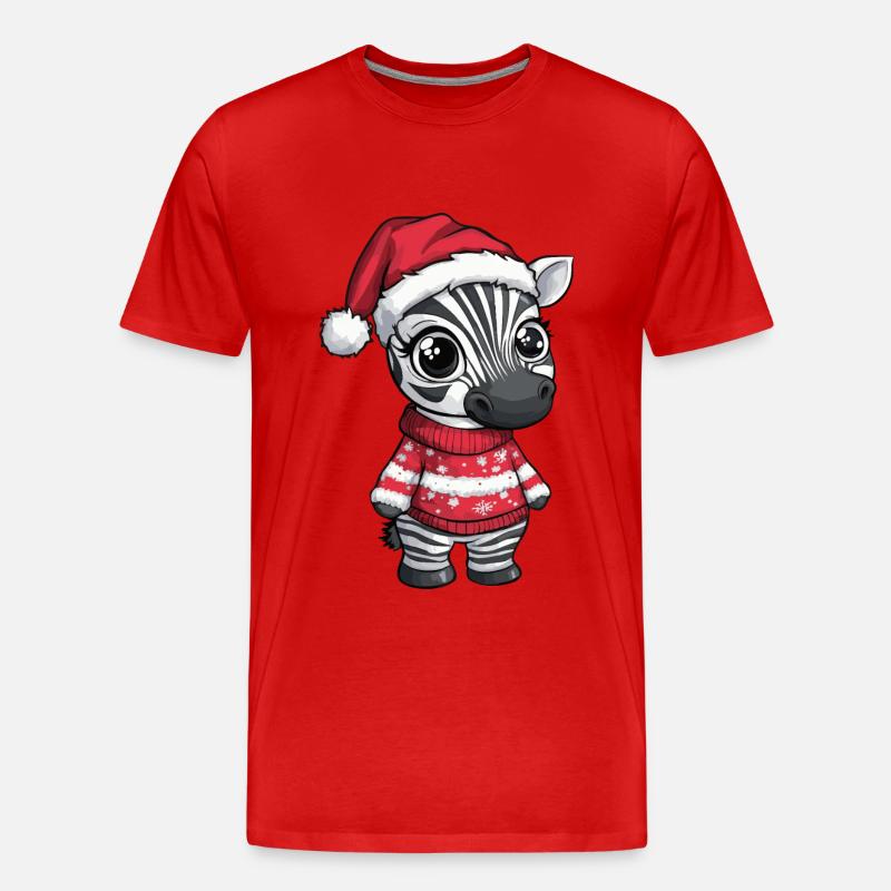 Zebra Weihnachten Comic - Männer Premium Bio T-Shirt - Rot