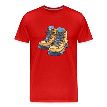 Hiking Boots - Men's Premium Organic T-Shirt - red - Front - Damien (186cm)
