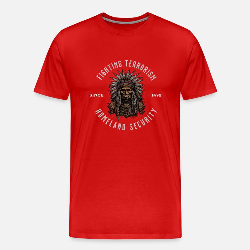 Native American - Männer Premium Bio T-Shirt - Rot