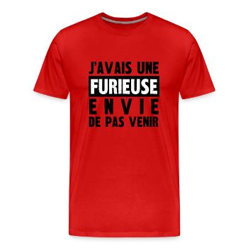 furieuse envie de pas venir - T-shirt bio Premium Homme - rouge - Devant - Damien (186cm)