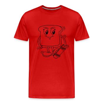 Toast mit Skateboard - Männer Premium Bio T-Shirt - Rot - Vorne - Damien (186cm)