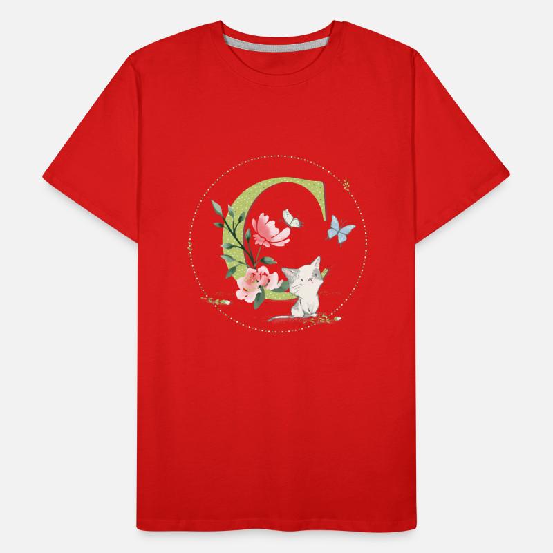 Anfangsbuchstabe C mit Katze Männer Premium Bio T-Shirt