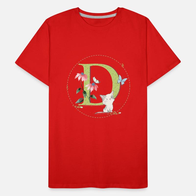 Anfangsbuchstabe D mit Katze Männer Premium Bio T-Shirt