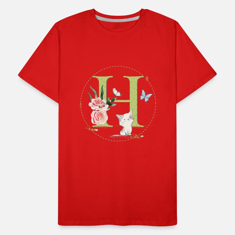 Anfangsbuchstabe A mit Katze Männer Premium Bio T-Shirt