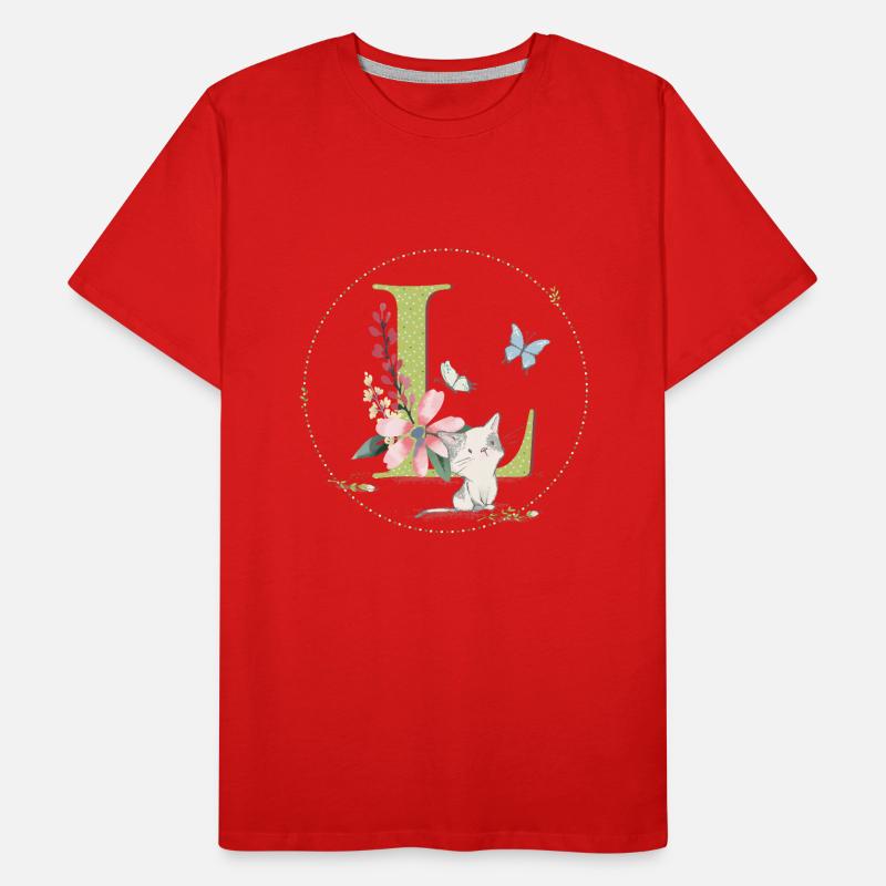 Anfangsbuchstabe L mit Katze Männer Premium Bio T-Shirt