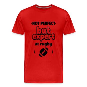 Experte für Rugby - Männer Premium Bio T-Shirt - Rot - Vorne - Damien (186cm)