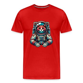 Little cute cat as astronaut spaceman - Men's Premium Organic T-Shirt - red - Front - Damien (186cm)