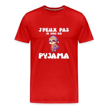 I Can't I'm In Pajamas With Lazy - Men's Premium Organic T-Shirt - red - Front - Damien (186cm)