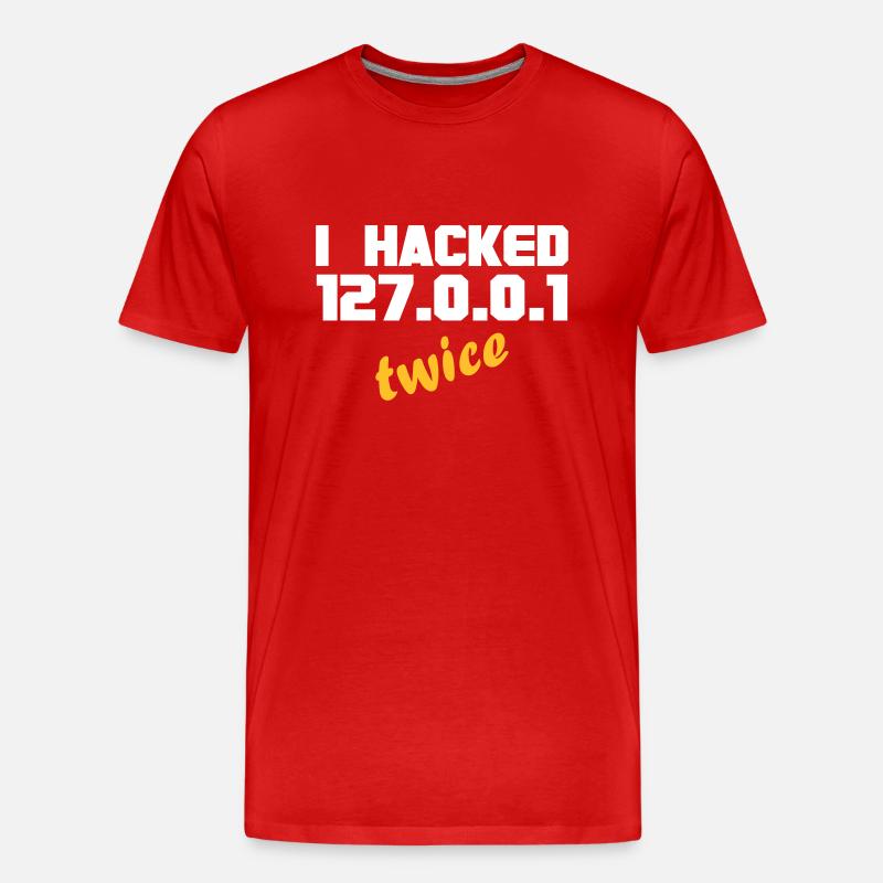 i hacked localhost twice - Männer Premium Bio T-Shirt - Rot