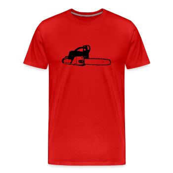 Kettensäge - Männer Premium Bio T-Shirt - Rot - Vorne - Damien (186cm)