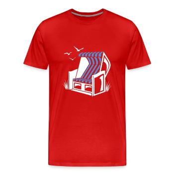 Strandkorb - Urlaub - Meer - Erholung - Männer Premium Bio T-Shirt - Rot - Vorne - Damien (186cm)