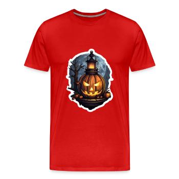 Lanterne citrouille d’Halloween 3 - T-shirt bio Premium Homme - rouge - Devant - Damien (186cm)