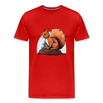 Herbst Eichhörnchen Wald Szene - Männer Premium Bio T-Shirt - Rot - Vorne - Damien (186cm)