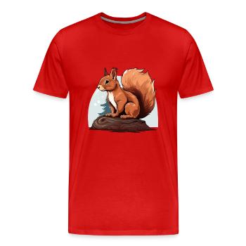 Herbst Eichhörnchen auf Orange Pilz Wald Szene - Männer Premium Bio T-Shirt - Rot - Vorne - Damien (186cm)
