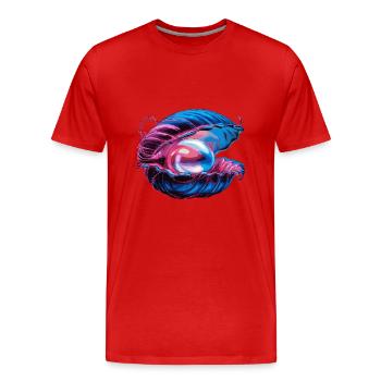 Muschel mit einer Perle für einen Strandmuschel - Männer Premium Bio T-Shirt - Rot - Vorne - Damien (186cm)