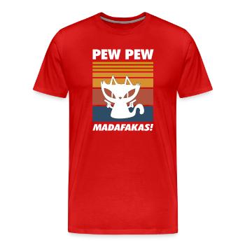 Cat with pistols - Men's Premium Organic T-Shirt - red - Front - Damien (186cm)
