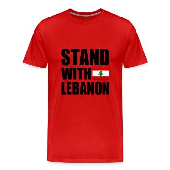 STAND WITH LEBANON - Men's Premium Organic T-Shirt - red - Front - Damien (186cm)