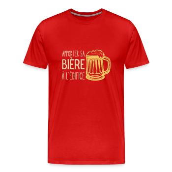 apporter sa bière à l'édifice - T-shirt bio Premium Homme - rouge - Devant - Damien (186cm)