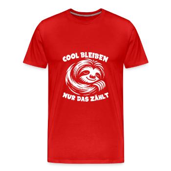 Faultier jetzt nur keinen Stress lustiger Spruch - Männer Premium Bio T-Shirt - Rot - Vorne - Damien (186cm)