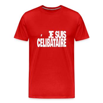 je suis célibataire - T-shirt bio Premium Homme - rouge - Devant - Damien (186cm)