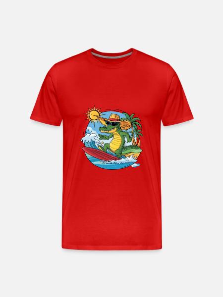 Funny cool alligator surfs - Men's Premium Organic T-Shirt - 