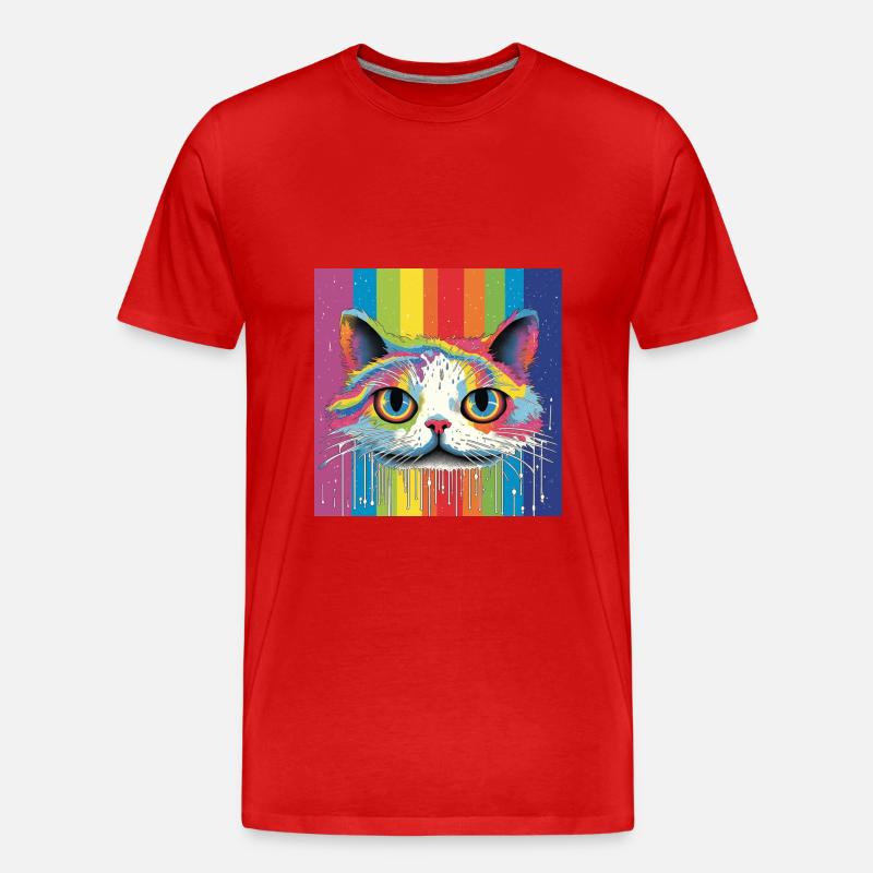 Regenbogen kitty - Männer Premium Bio T-Shirt - Rot