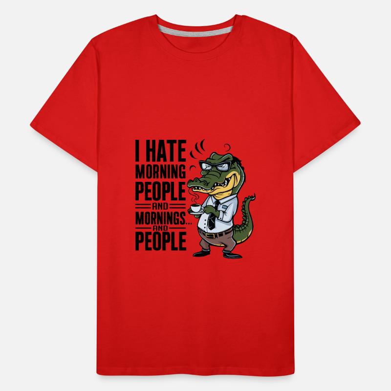 First coffee grumpy crocodile with coffee cup Men's Premium Organic T-Shirt